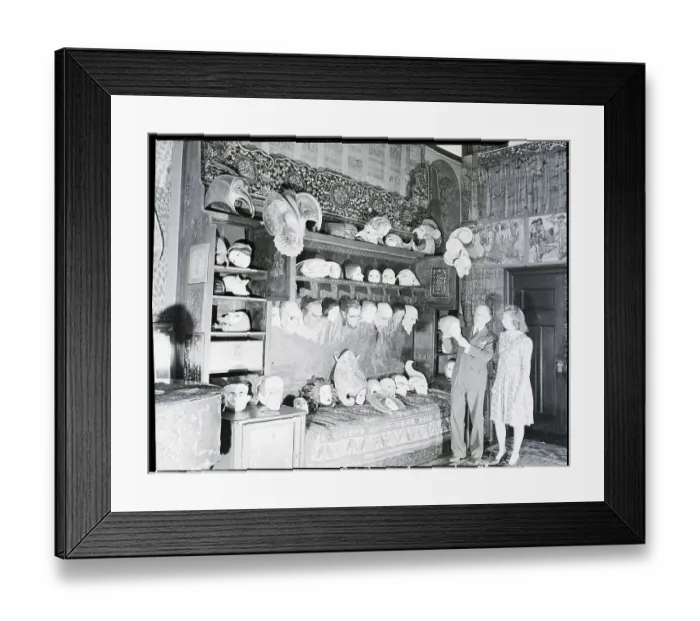 Framed Print : W.T. Benda and Daughter Among His Masks Framed Print : W.T. Benda and Daughter Among His Masks