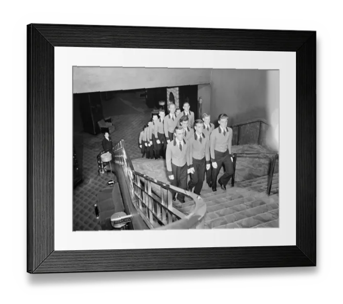 Framed Print : Radio City Music Hall Ushers Walking up Grand Staircase Framed Print : Radio City Music Hall Ushers Walking up Grand Staircase