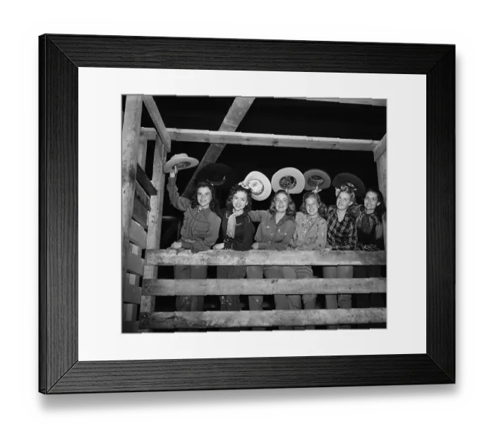 Framed Print : Cowgirls Waving Their Ten-Gallon Hats Framed Print : Cowgirls Waving Their Ten-Gallon Hats
