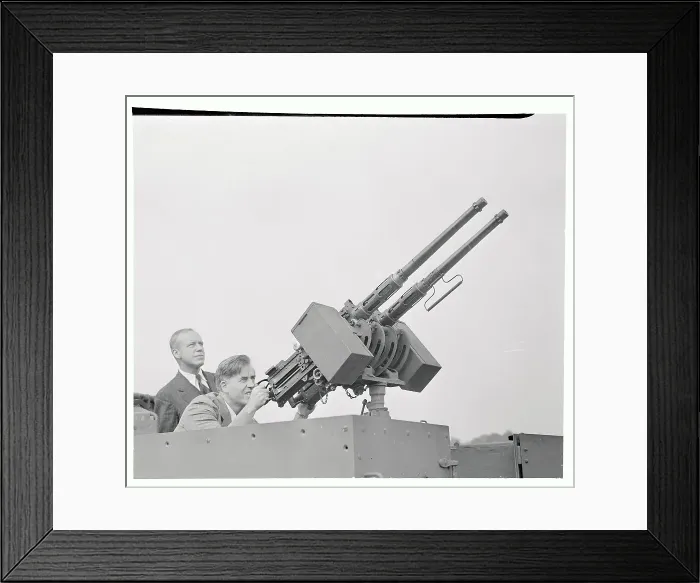 Framed Print : Henry Wallace Giving Gun a Close Inspection Framed Print : Henry Wallace Giving Gun a Close Inspection