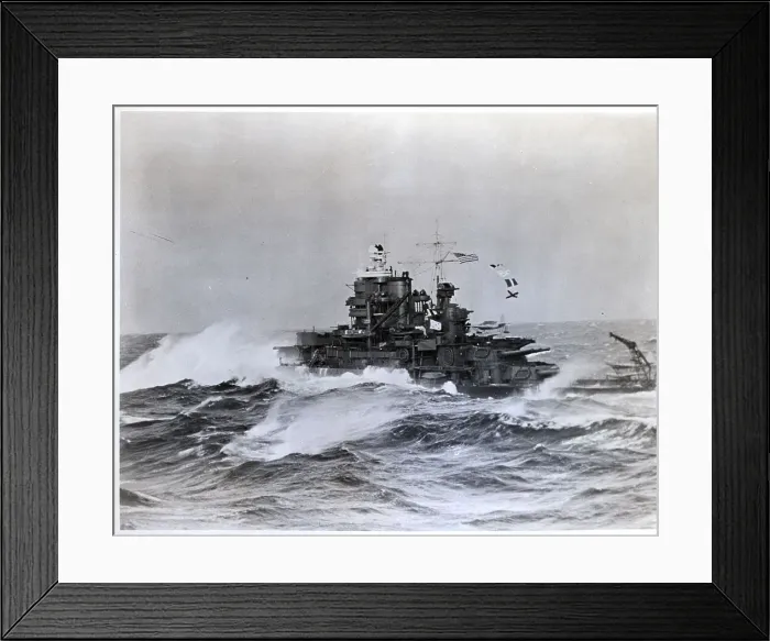Framed Print : Battleship In Stormy Atlantic Ocean Framed Print : Battleship In Stormy Atlantic Ocean