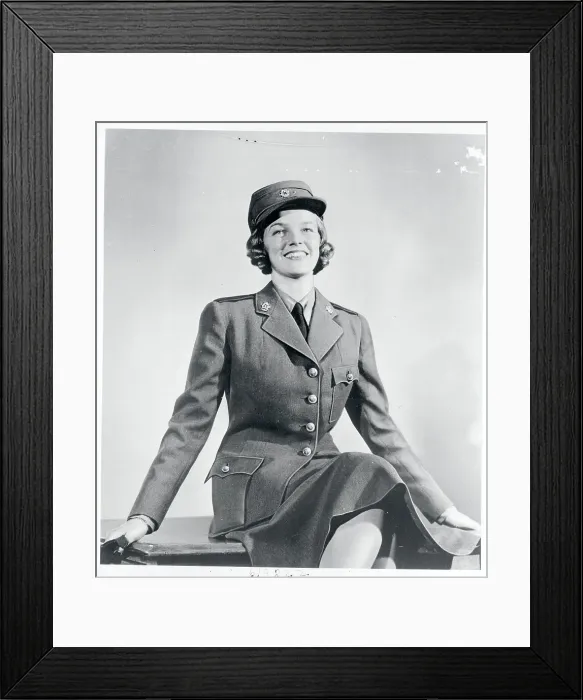 Framed Print : Woman Modeling an Army Uniform Framed Print : Woman Modeling an Army Uniform