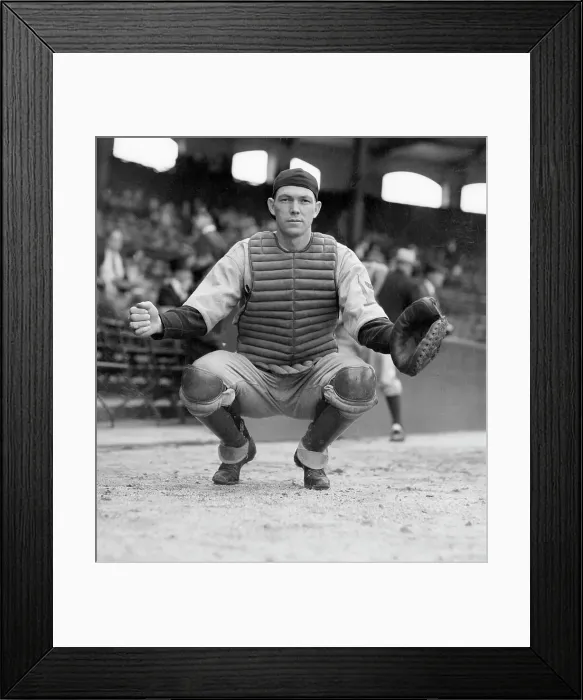 Framed Print : Bill Dickey Squatting In Position Framed Print : Bill Dickey Squatting In Position