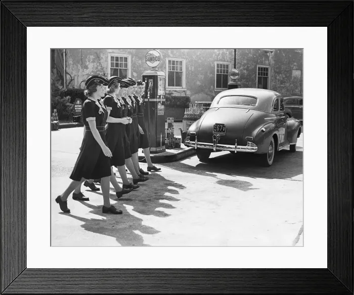 Framed Print : Women Gasoline Station Attendants Framed Print : Women Gasoline Station Attendants
