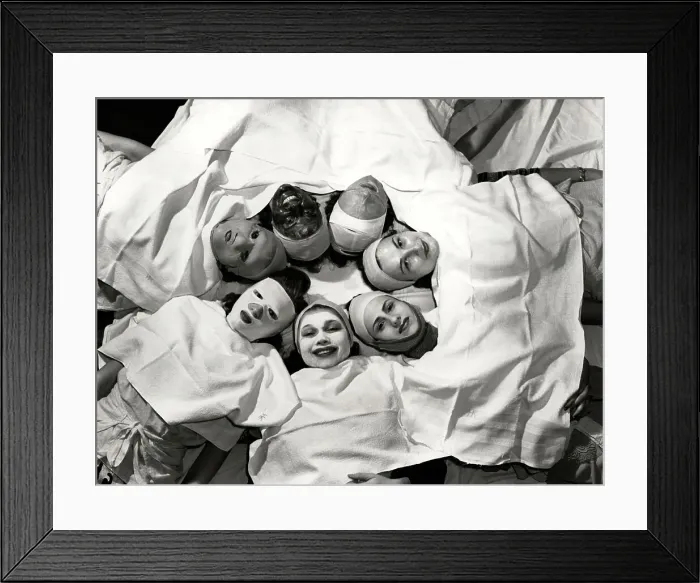 Framed Print : Circle of Women Receiving Facials Framed Print : Circle of Women Receiving Facials