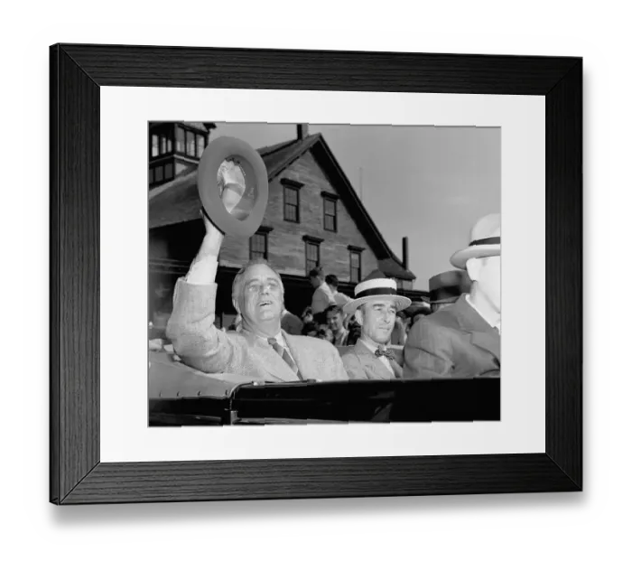 Framed Print : President Franklin D. Roosevelt Waving His Fedora