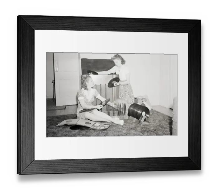Framed Print : Sisters and Phonograph Records Framed Print : Sisters and Phonograph Records