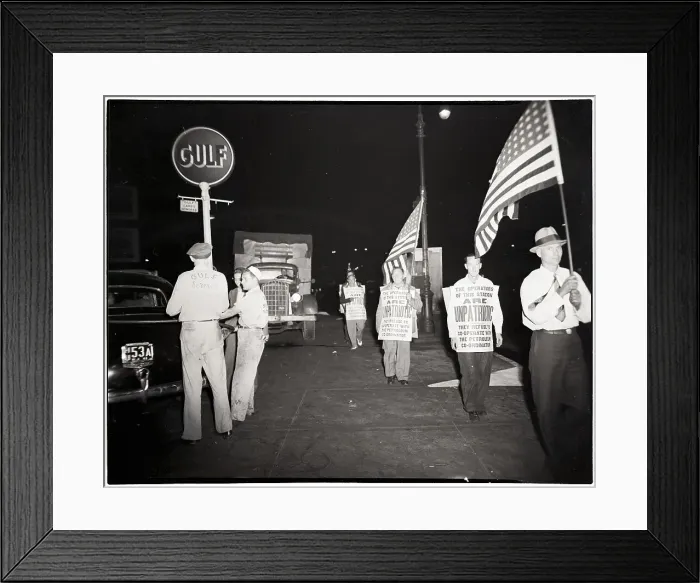 Framed Print : Pickets Outside Gulf Station Framed Print : Pickets Outside Gulf Station