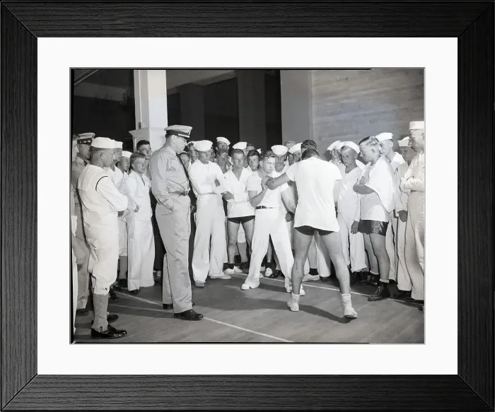 Framed Print : Tunney Watching Sailors Boxing Stance Framed Print : Tunney Watching Sailors Boxing Stance