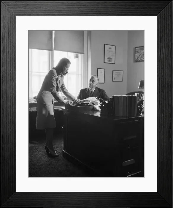 Framed Print : Secretary Takes Boss's Correspondence Framed Print : Secretary Takes Boss's Correspondence