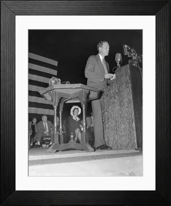Framed Print : Charles Lindbergh Speaking at Rally Framed Print : Charles Lindbergh Speaking at Rally