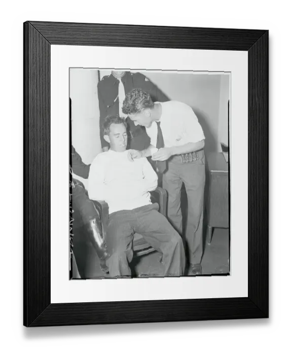 Framed Print : Bus Driver Puffing Cigarette in Strait Jacket Framed Print : Bus Driver Puffing Cigarette in Strait Jacket