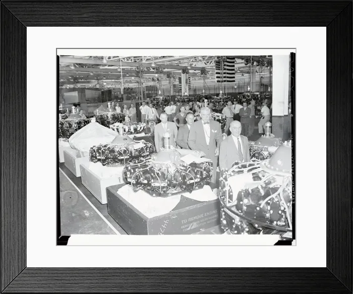 Framed Print : William Knudsen and Others Inspecting Airplane Engines Framed Print : William Knudsen and Others Inspecting Airplane Engines