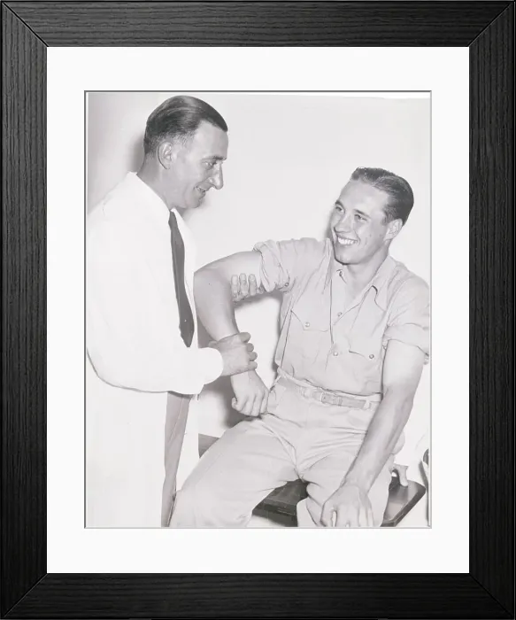 Framed Print : Baseball Player Bob Feller Being Examined by Physician Framed Print : Baseball Player Bob Feller Being Examined by Physician