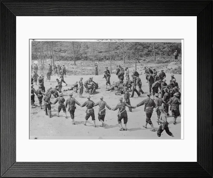 Framed Print : Soldiers with Joined Hands in Circle Framed Print : Soldiers with Joined Hands in Circle