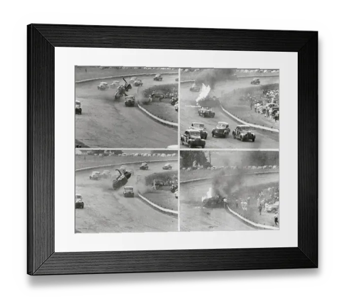 Framed Print : Marsie Atkins Crashing Race Car Framed Print : Marsie Atkins Crashing Race Car