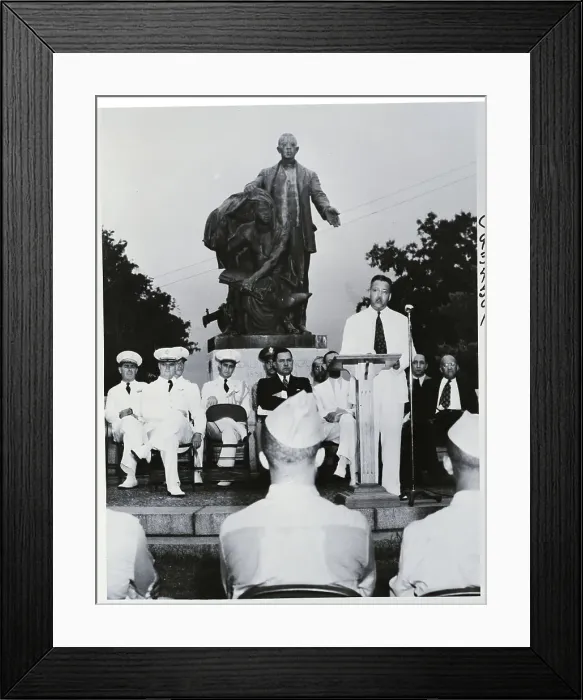 Framed Print : Man Speaking At Dedication Of School Framed Print : Man Speaking At Dedication Of School