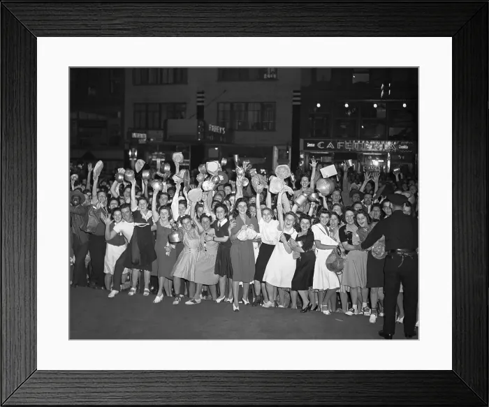 Framed Print : Crowd Holding Up Aluminum Utensils Framed Print : Crowd Holding Up Aluminum Utensils