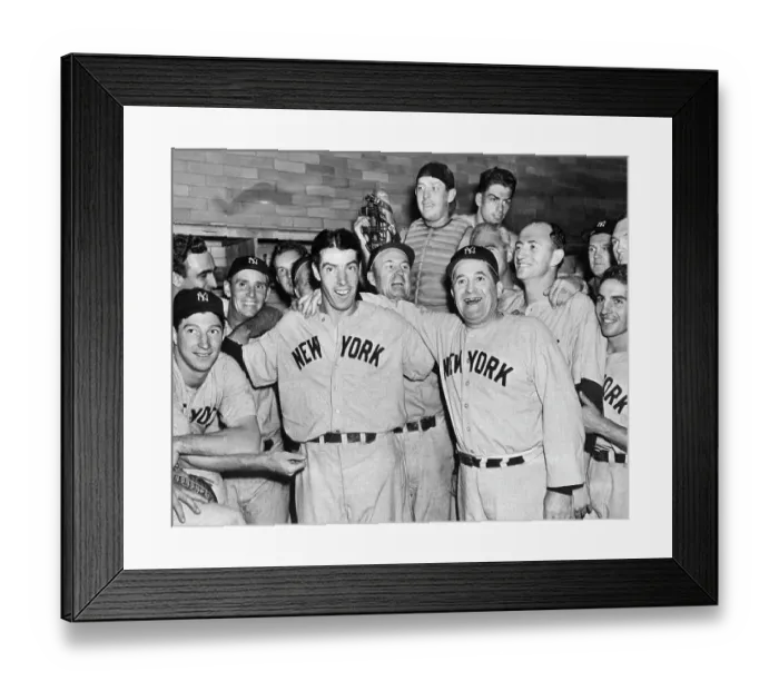 Framed Print : Teammates Surrounding Joe DiMaggio Following Game Win Framed Print : Teammates Surrounding Joe DiMaggio Following Game Win