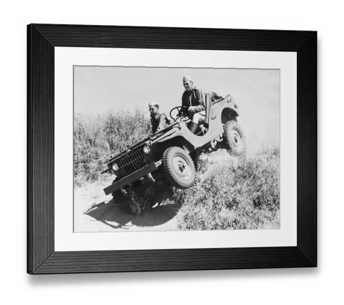 Framed Print : Lieutenants Test Driving New Army Jeep Framed Print : Lieutenants Test Driving New Army Jeep