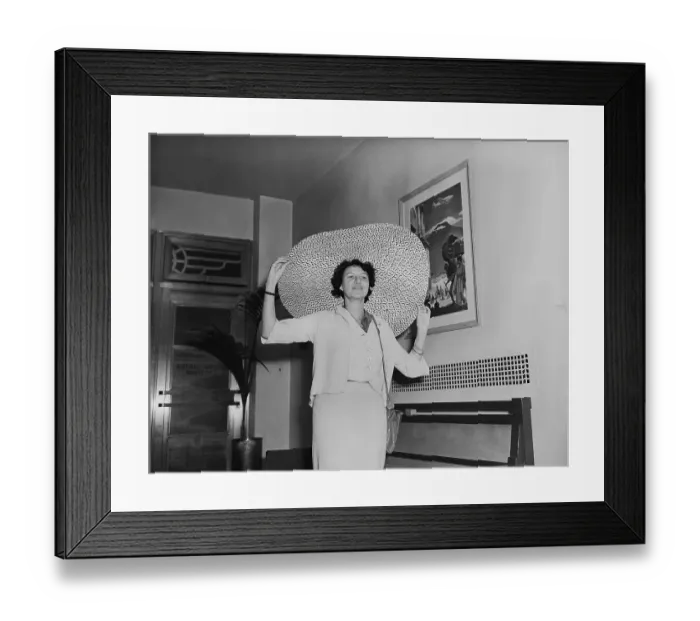 Framed Print : Peggy Guggenheim Wearing Large Brimmed Hat Framed Print : Peggy Guggenheim Wearing Large Brimmed Hat