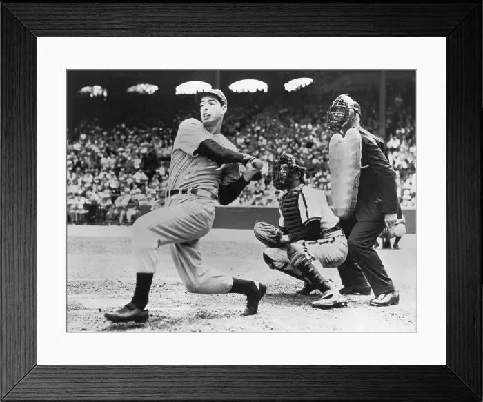 Framed Print : Joe DiMaggio Taking Aim to Swing