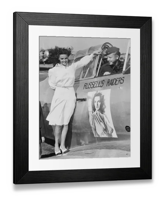 Framed Print : Jane Russell Standing on Airplane with Her Insignia Framed Print : Jane Russell Standing on Airplane with Her Insignia