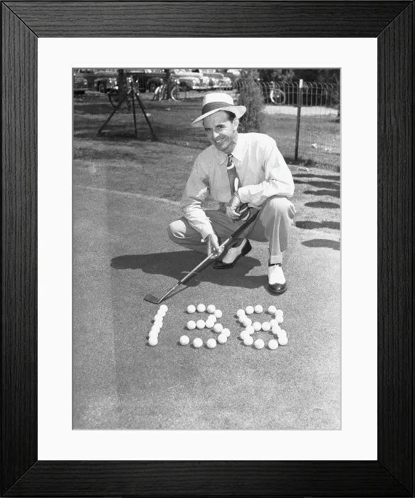 Framed Print : Sam Snead Forming Number 138 with Golf Balls