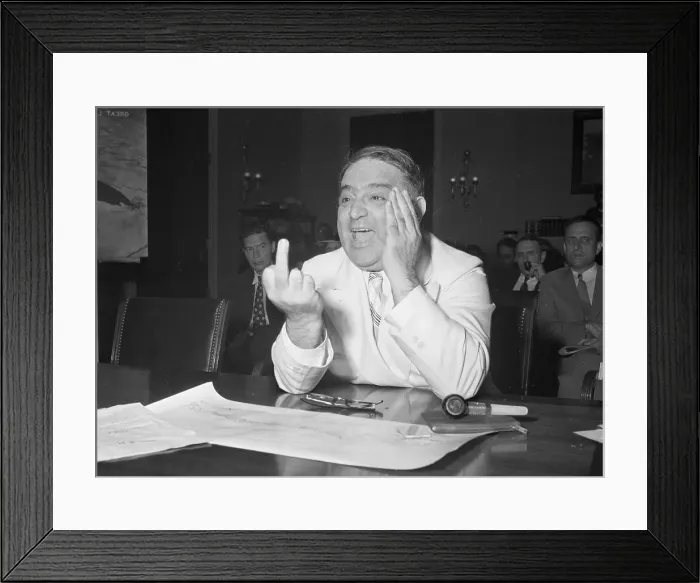 Framed Print : Mayor LaGuardia Making Obscene Gesture Framed Print : Mayor LaGuardia Making Obscene Gesture