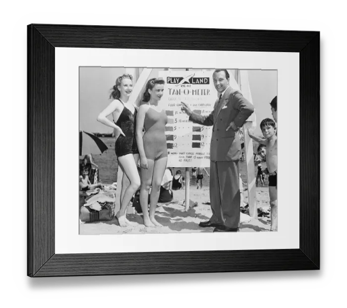 Framed Print : Inventor of the Tan-O-Meter on Beach Framed Print : Inventor of the Tan-O-Meter on Beach