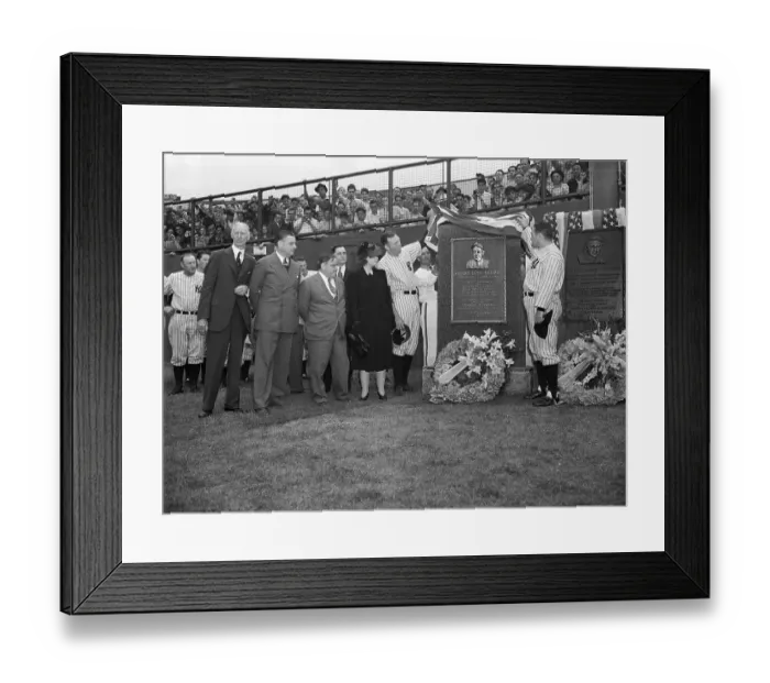 Framed Print : Bill Dickey and Joe McCarthy Unveiling Lou Gehrig Monument Framed Print : Bill Dickey and Joe McCarthy Unveiling Lou Gehrig Monument