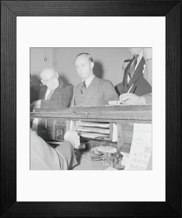 Framed Print : Erich Strunck Being Booked for Spy Charges Framed Print : Erich Strunck Being Booked for Spy Charges