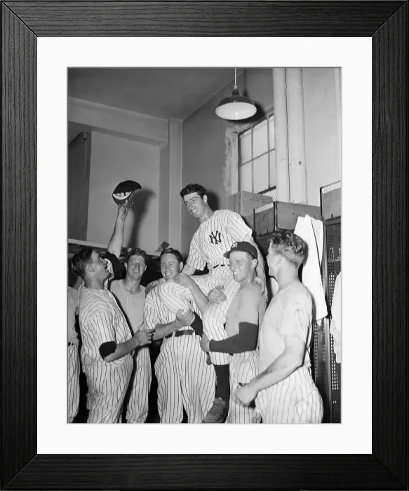 Framed Print : Teammates Carry Joe Dimaggio;Homer Recor Framed Print : Teammates Carry Joe Dimaggio;Homer Recor