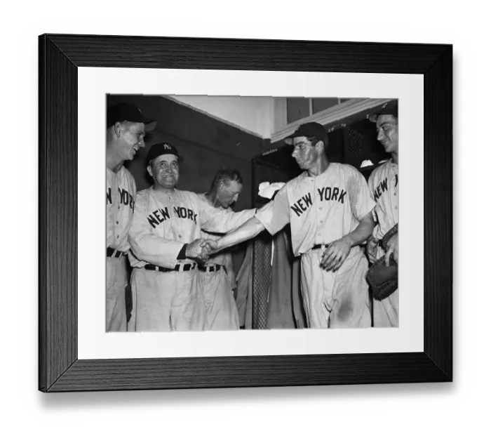 Framed Print : Joe Dimaggio And Joe Mccarthy Shake Hand