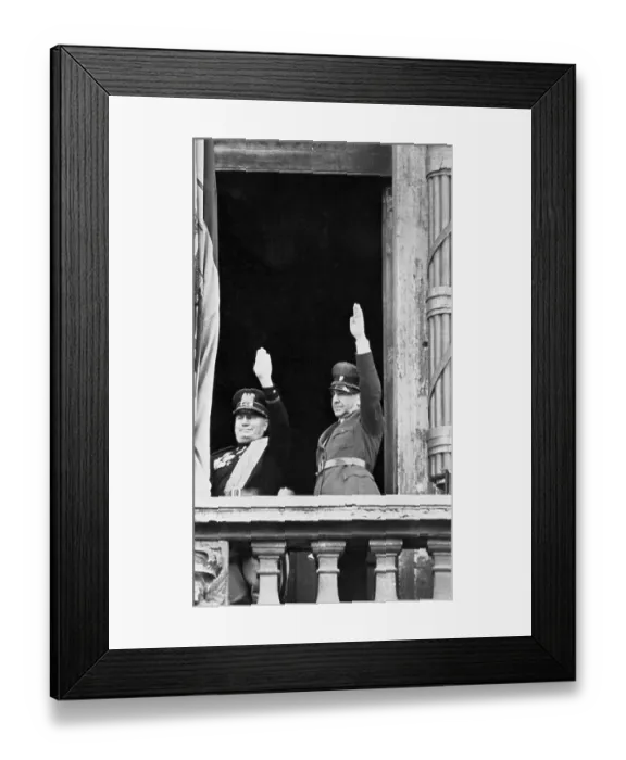 Framed Print : Anton Pavelich and Benito Mussolini Waving to Crowd Framed Print : Anton Pavelich and Benito Mussolini Waving to Crowd