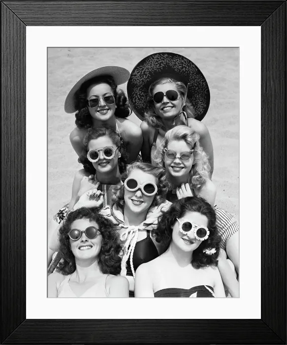 Framed Print : Women in Swimwear Modeling Sunglasses Framed Print : Women in Swimwear Modeling Sunglasses