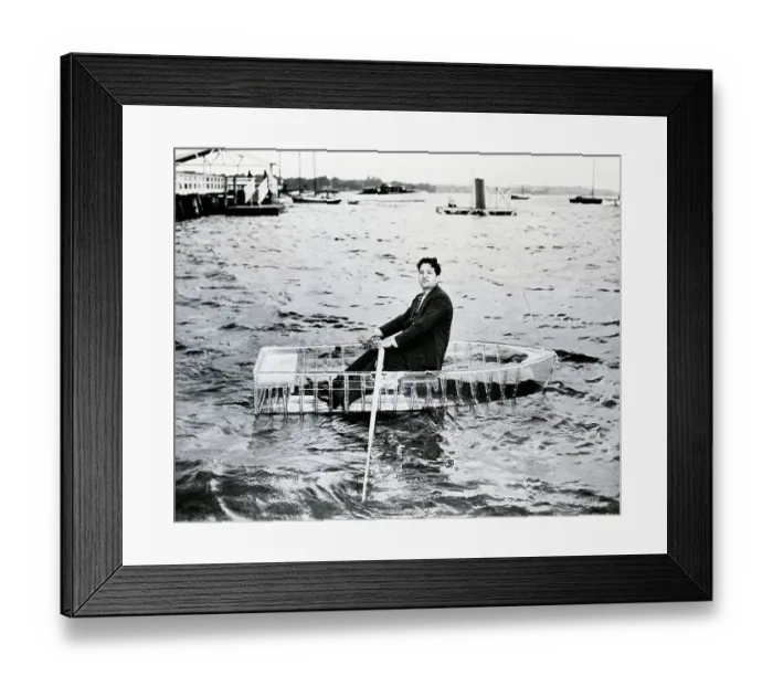 Framed Print : First Plastic Rowboat Being Tested Framed Print : First Plastic Rowboat Being Tested