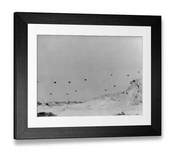 Framed Print : Paratroopers Landing on Crete Framed Print : Paratroopers Landing on Crete
