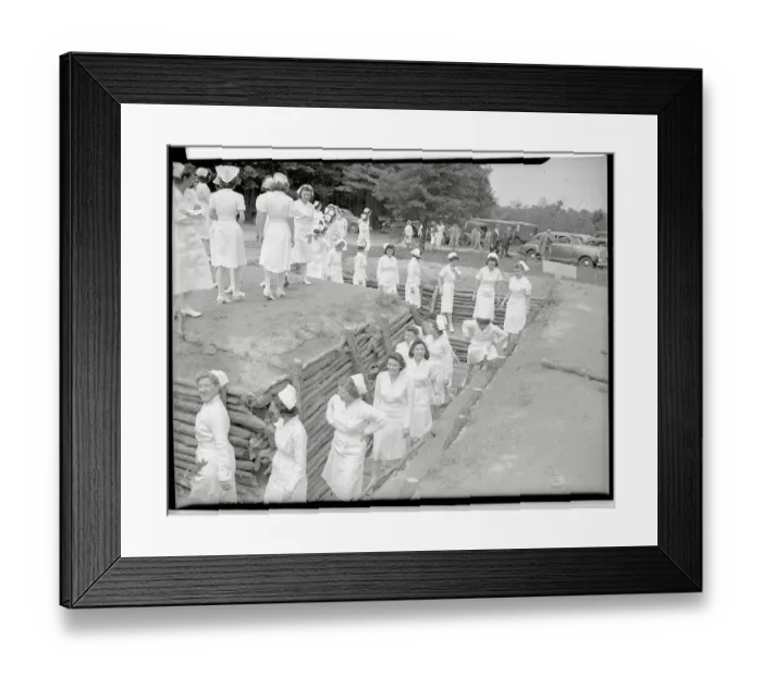 Framed Print : Female Army Nurses Entering Trenches During Gas Tests Framed Print : Female Army Nurses Entering Trenches During Gas Tests
