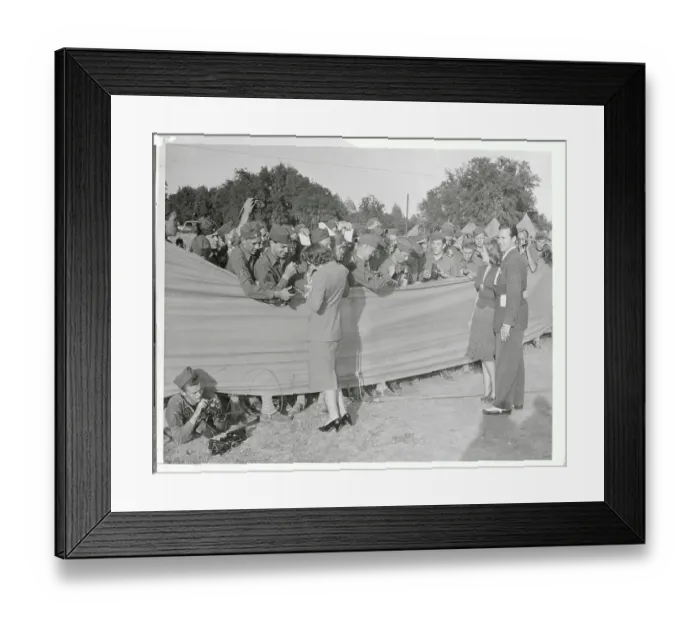 Framed Print : Claudette Colbert Signing Autographs for Soldiers Framed Print : Claudette Colbert Signing Autographs for Soldiers