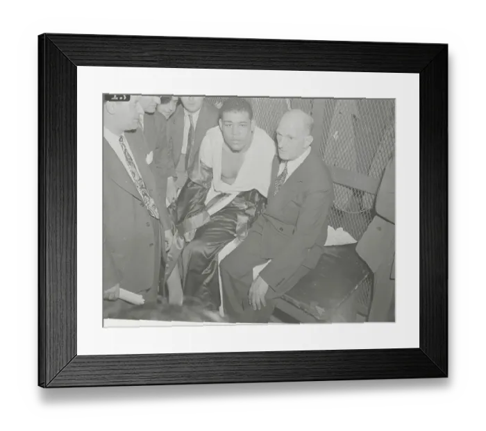Framed Print : Boxing Champion Joe Louis with Official After Winning Match Framed Print : Boxing Champion Joe Louis with Official After Winning Match