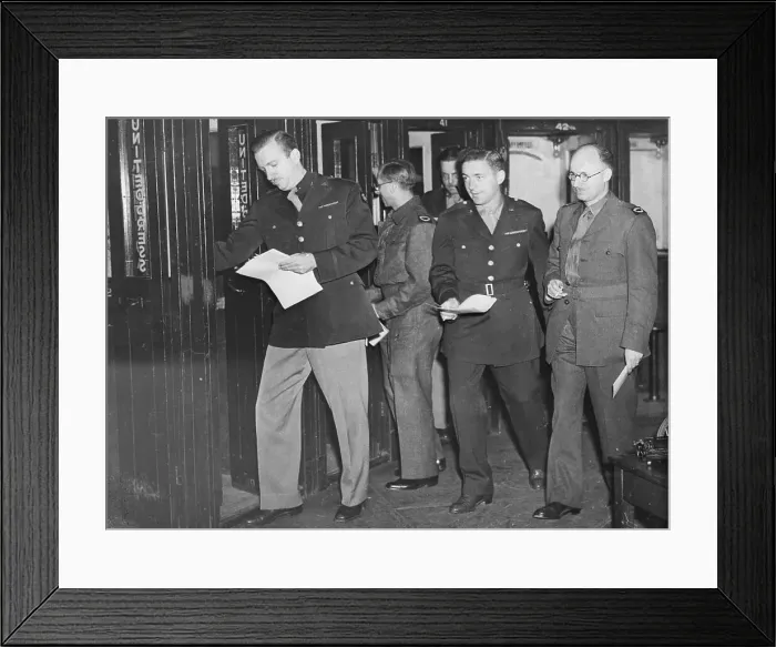 Framed Print : Walter Cronkite and Reporters at Telephone Framed Print : Walter Cronkite and Reporters at Telephone