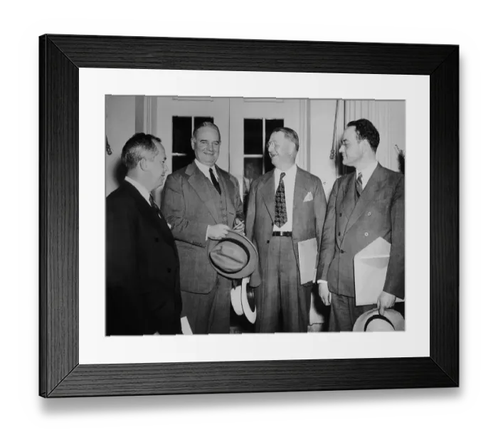 Framed Print : Ben Cohen with William Donovan and Frank Knox and Richard Mahar