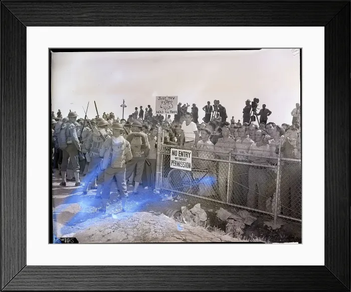 Framed Print : Soldiers with Bayonets Push Strikers Back Framed Print : Soldiers with Bayonets Push Strikers Back