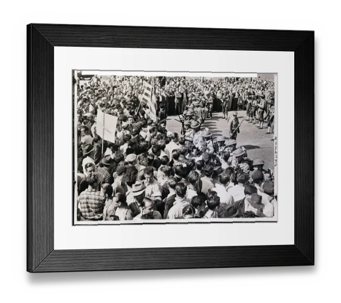 Framed Print : Soldiers Push Back Picketing Masses Framed Print : Soldiers Push Back Picketing Masses