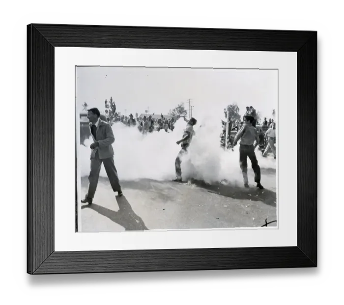 Framed Print : Picketers Enveloped By Tear Gas Cloud Framed Print : Picketers Enveloped By Tear Gas Cloud