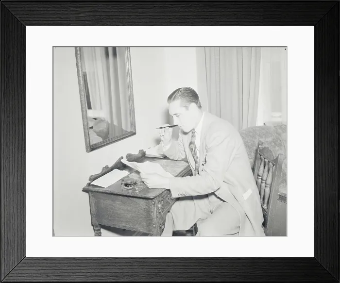 Framed Print : Portrait of Indians Player Bob Feller at His Desk Framed Print : Portrait of Indians Player Bob Feller at His Desk