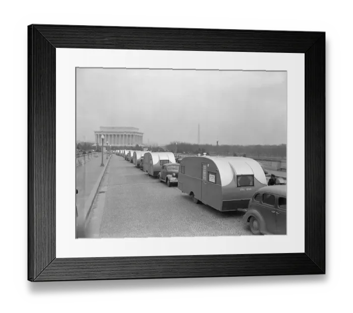 Framed Print : Trailers for Homeless on Street Framed Print : Trailers for Homeless on Street