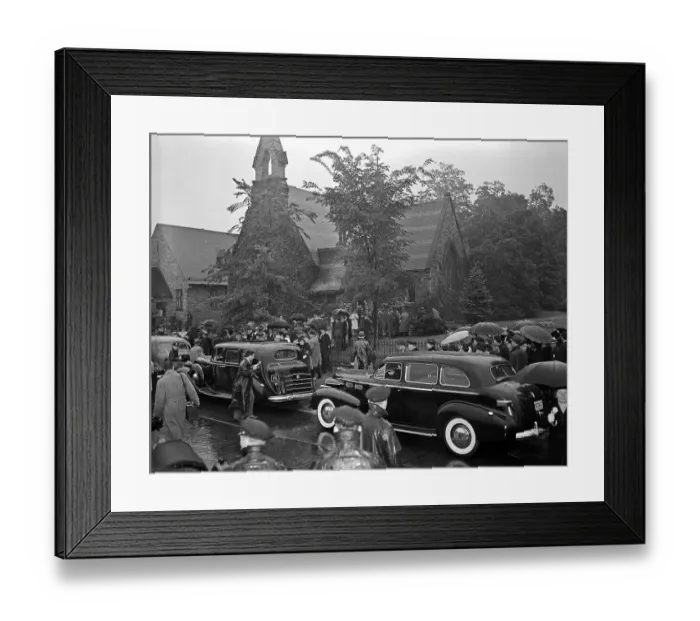 Framed Print : People Waiting Outside Church with Body of Lou Gehrig Framed Print : People Waiting Outside Church with Body of Lou Gehrig