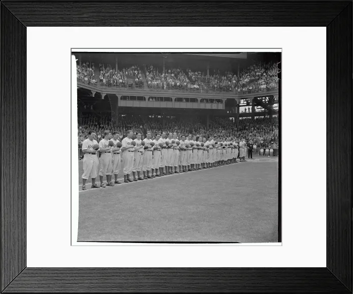 Framed Print : Brooklyn Dodgers Observing Moment of Silence for Lou Gehrig Framed Print : Brooklyn Dodgers Observing Moment of Silence for Lou Gehrig